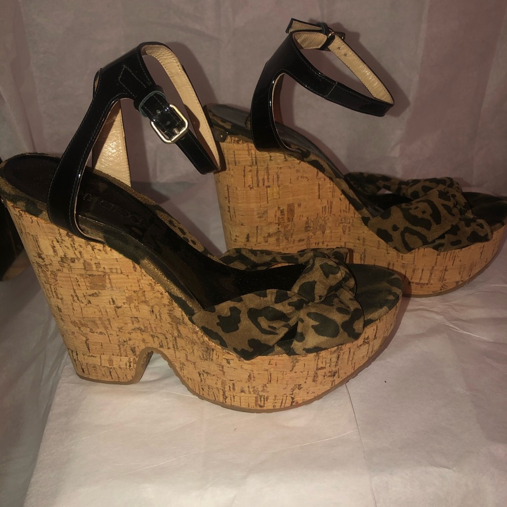 Jimmy Choo Leopard and Cork Wedges